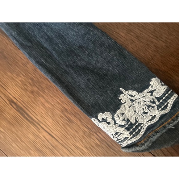 Y2K Mary-Kate and Ashley Girls Dark Wash Embroidered Denim Bolero Jacket M 7/8 - Picture 5 of 5